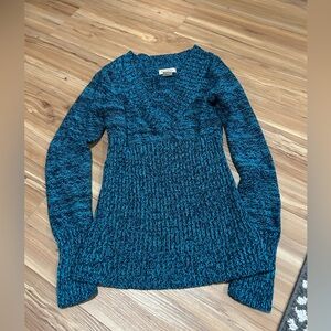 Arizona Jean Company Blue V-Neck Sweater Tunic Chunky Knit Size Medium